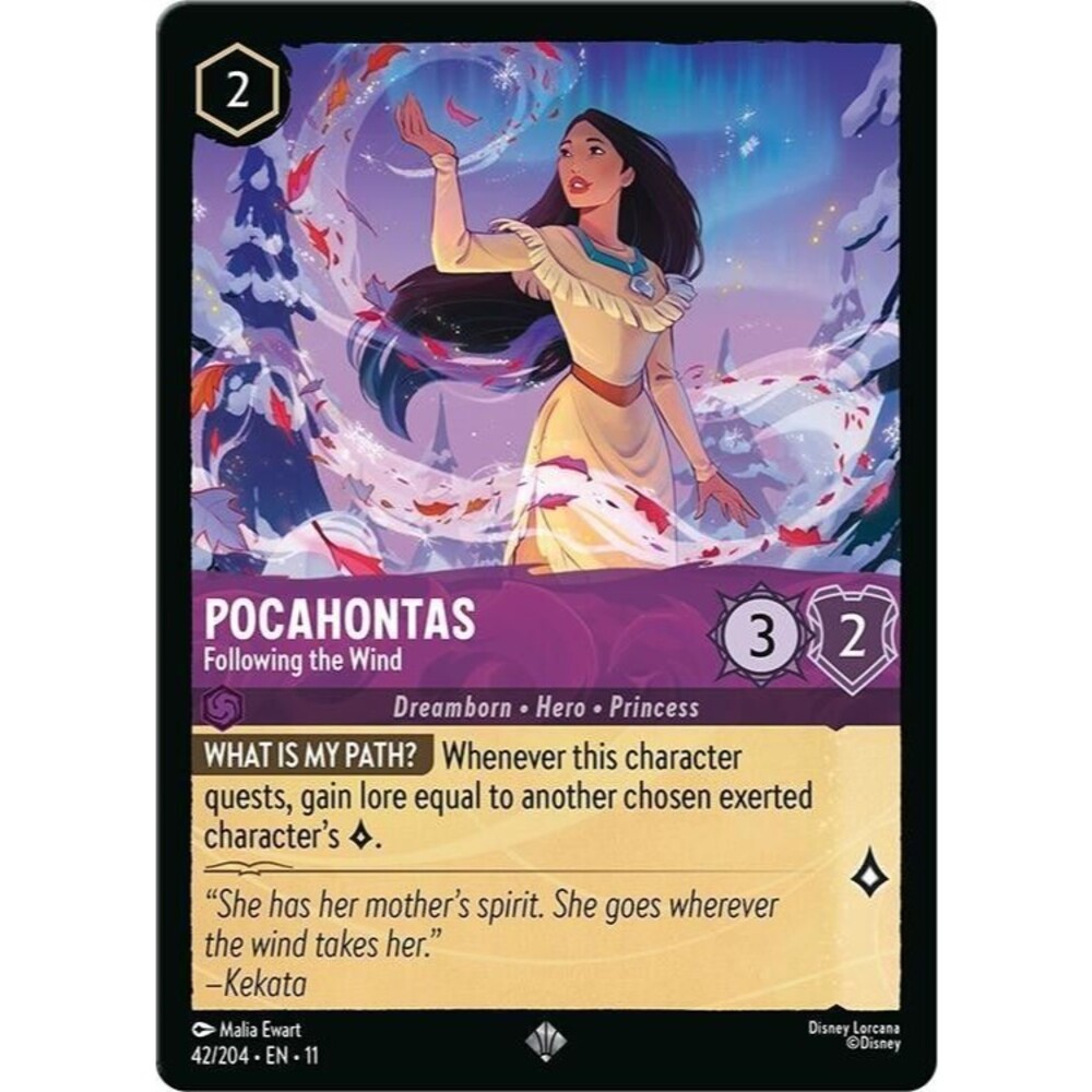 Lorcana Winterspell Pocahontas - Following The Wind - Super Rare Cold Foil